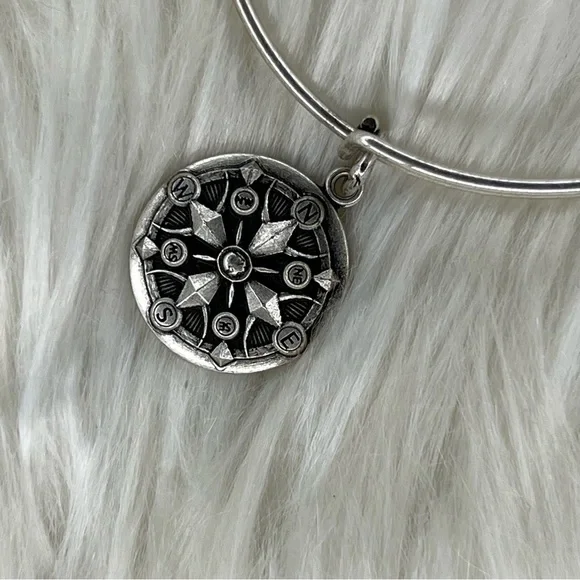 Alex and Ani Rafaelian Silver Compass Charm Bangle - Picture 2 of 3